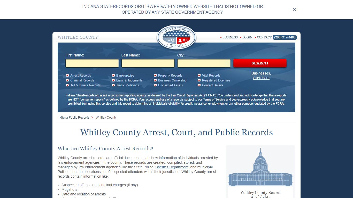 Whitley County Arrest, Court, and Public Records