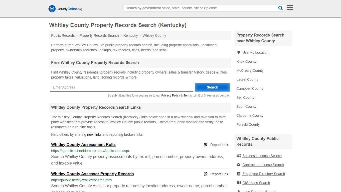 Whitley County Property Records Search (Kentucky) - County Office